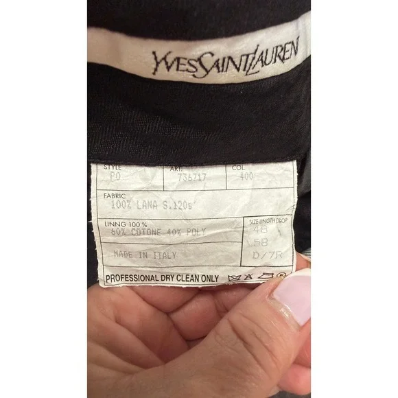 Yves Saint Laurent Pour Homme Grey Glen Plaid Super 120s Wool Suit Italy 48 7R - Picture 5 of 14